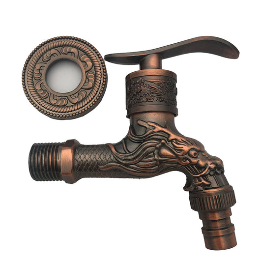 Avelena | Vintage Classic Waschbeckenarmatur Zink Einhebel Drache Prägung Wandmontierte Armatur