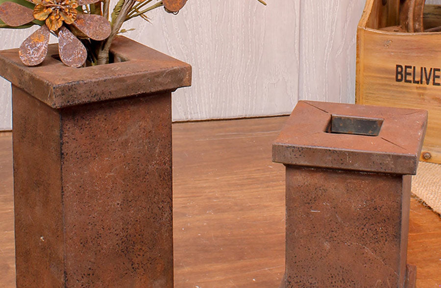 Avelena | Rostige Metallblumentöpfe, Set mit 2