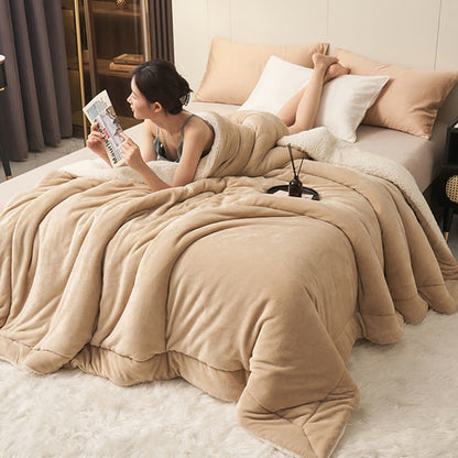 Avelena | Einfarbige dicke doppelseitige Samt-Würfeldecke