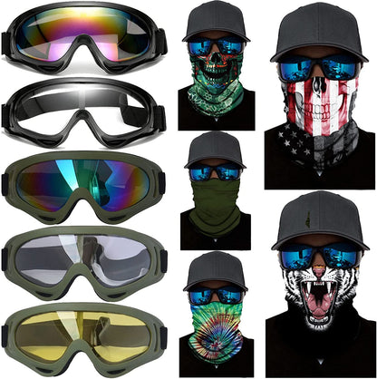 Avelena | 10 Pakete Motorrad Zubehör, 5 Pcs Dirt Bike Ski Brillen Staubdicht Winddicht Sicherheitsbrillen Und 5 Pcs Gesichtsmasken