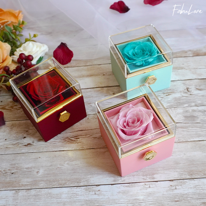 Avelena | [Ideales Geschenk] Ewige Rosenbox - Mit gravierter Halskette & künstlicher Rose