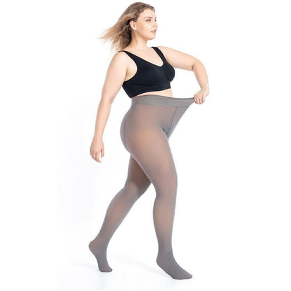 Avelena | Damen Thermo-Strumpfhose | Transparent Look | Mit Fleecefutter | Figurformend