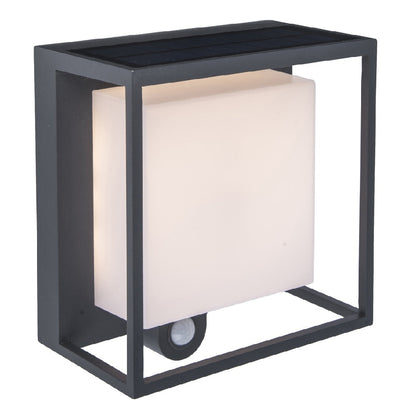 Avelena | Lutec 6934601118 Curtis LED Anthrazit Solar Power Außen Modern Quadrat Aufputz Wandlampe mit PIR