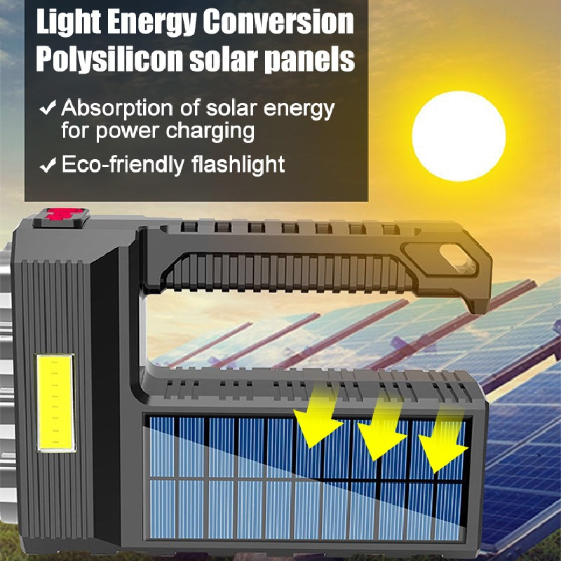 Avelena | Solar LED Taschenlampe – Wasserdichter, leistungsstarker Handstrahler mit Lithium-Batterie