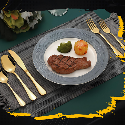 Avelena | Luxus Champagner Gold Besteckset für Festliche Abendessen