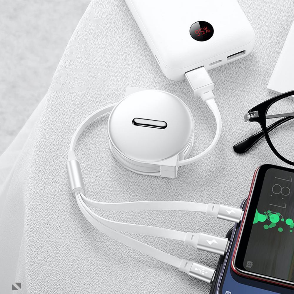 Avelena | 3-1 Ausziehbares Ladekabel Für Ios, Micro und Type-C