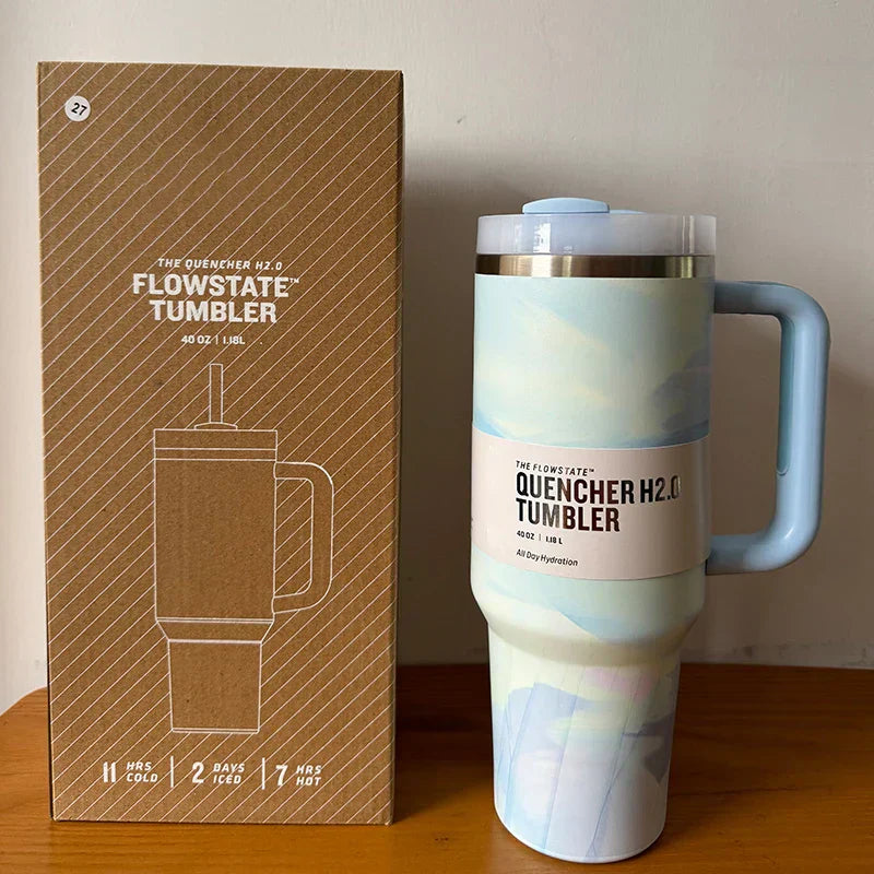 Avelena | Vakuumisolierte Tasse mit Deckel und Strohhalm Thermotumbler