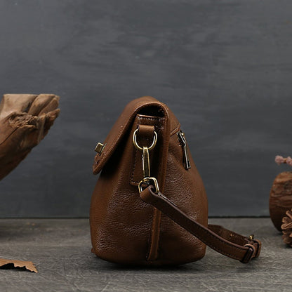 Avelena | Retro Einfarbige Leder Umhängetasche