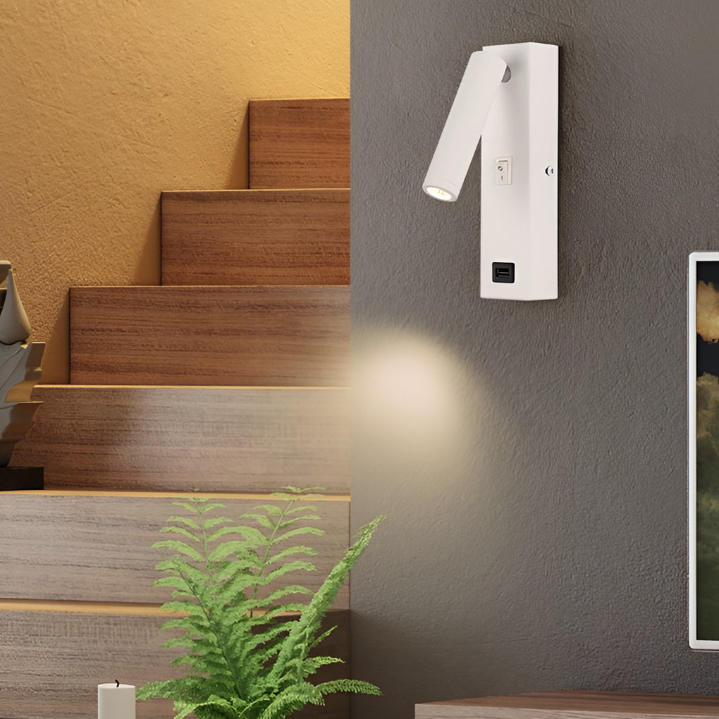 Avelena | Artilicht Rechteckige, Verstellbare, Moderne Led-Wandlampe mit Schalter und Usb-Ladeanschluss