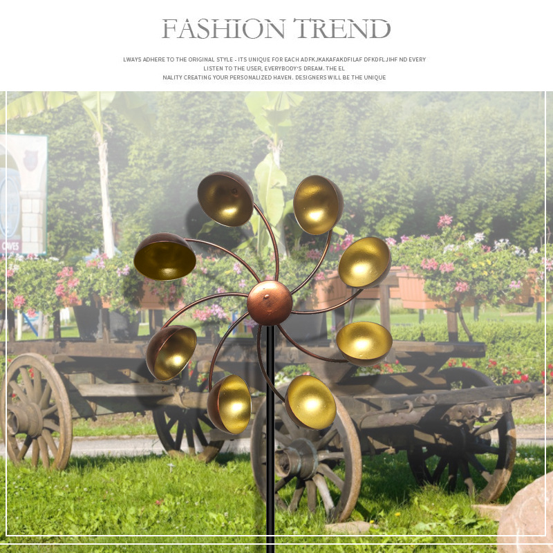 Avelena | Dekorative Garten-Windmühle mit Metallblüten – Farbiges Windspiel für Außenbereich