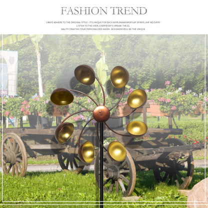 Avelena | Dekorative Garten-Windmühle mit Metallblüten – Farbiges Windspiel für Außenbereich