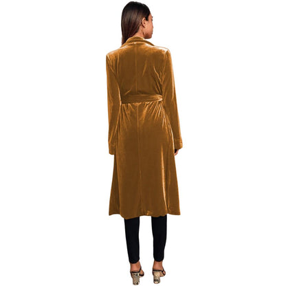 Avelena | Luxus Extra Lange Samtjacke mit Tasche