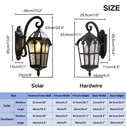 Avelena | Solar Waterproof Outdoor Wall Light | Vintage Design mit Fernbedienung für Veranda, Terrasse & Garten Verwendung