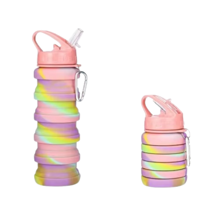 Avelena | Zusammenklappbare Silikon-Wasserflasche – Tragbare Faltreise- und Sportflasche