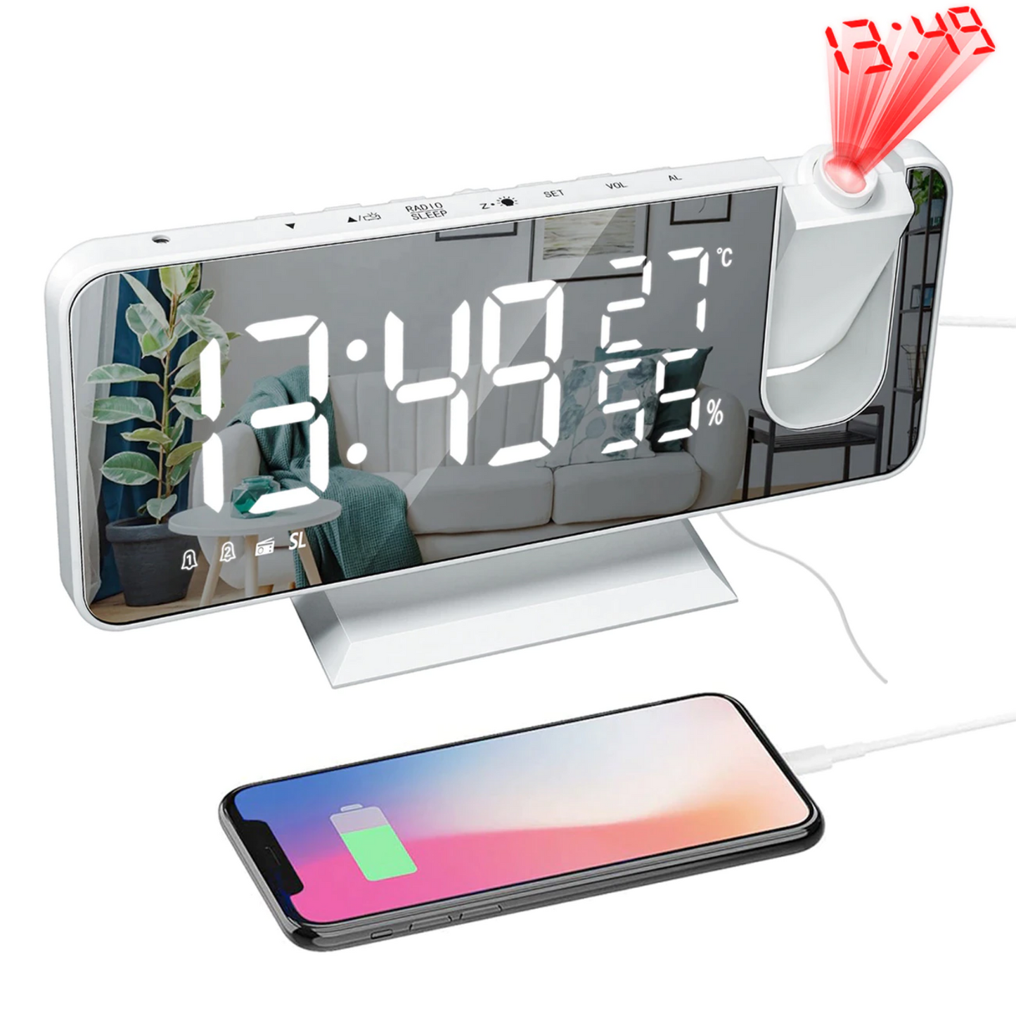 Avelena | Wecker Led Bildschirm mit 180° Projektor