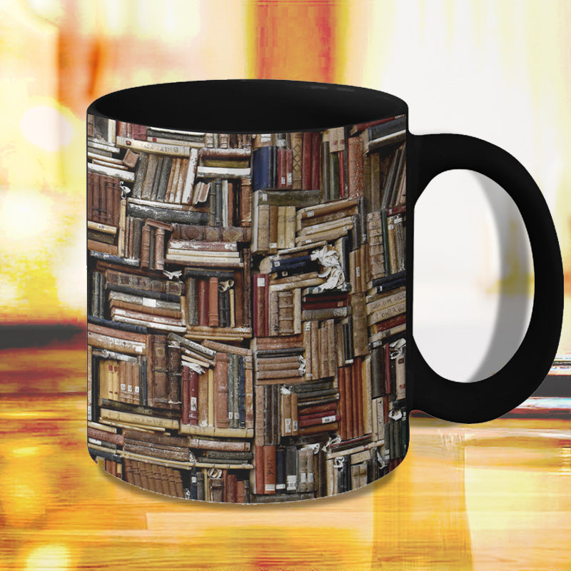 Avelena | Bücherregal Keramikkaffeebecher - Geschenk für Katzenbuchliebhaber