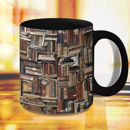 Avelena | Bücherregal Keramikkaffeebecher - Geschenk für Katzenbuchliebhaber