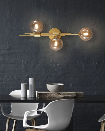 Avelena | 3 Kopf Glas Ball Wandlampe - Bernstein