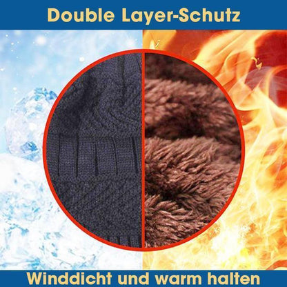 Avelena | Warme Strickmütze mit Schal ( Erwachsene und Kinder )