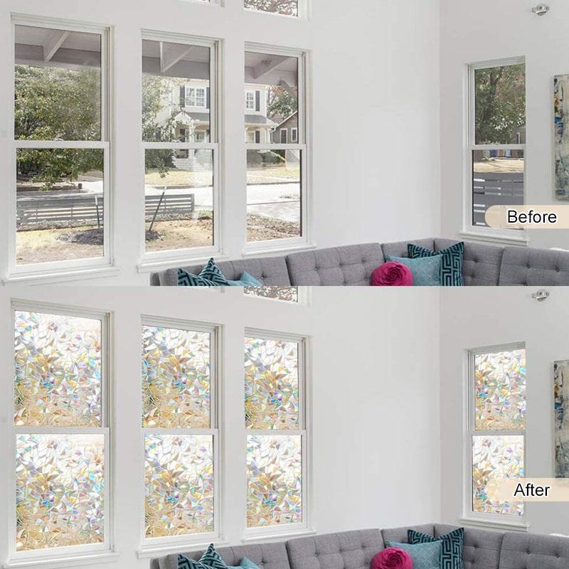 Avelena | 3D-Regenbogenfensterfolie - PVC-Brechung & kein Kleber