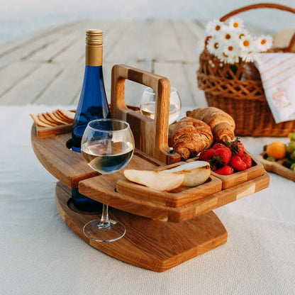 Avelena | Tragbarer Holz Picknick Wein Tisch