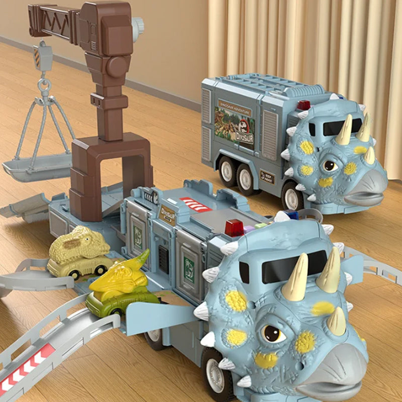 Avelena | Neues Dinosaurier Verwandlungs Technisches Lastwagen Schienen Spielzeug Set