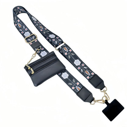 Avelena | Verstellbarer Telefon Lanyard Crossbody Gurt mit Geldbörse