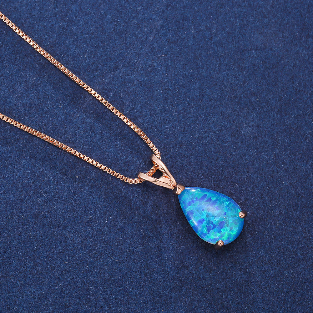 Avelena | Minimalist Drop Opal Pendant Necklace Selina