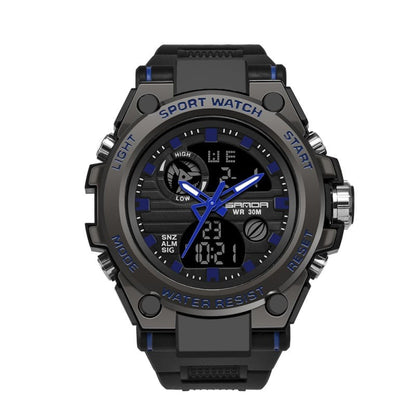 Avelena | Sportliche Dual-Display Mode Multifunktionale wasserdichte leuchtende Herrenarmbanduhr