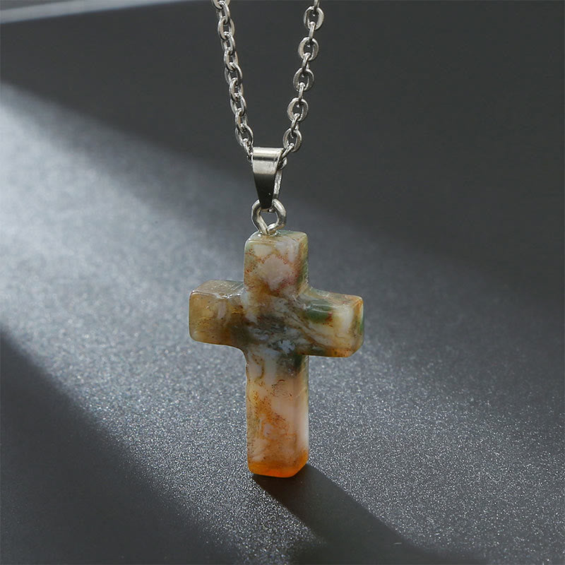 Avelena | Natürliche Edelsteine Kreuz Halskette Eine Spirituelle Schmuckerfahrung