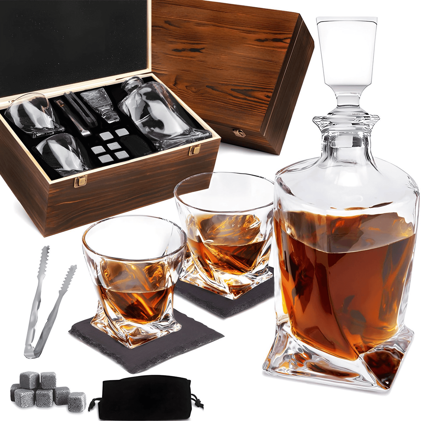 Avelena | Elegantes Kristall-Whisky-Set mit Gläsern und Karaffe
