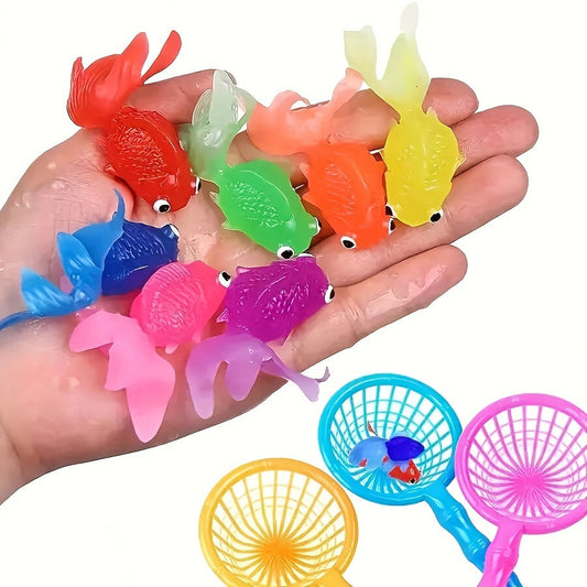 Avelena | Bade-Spielzeug Schwimmendes Gummi-Fisch Set 12-Pack