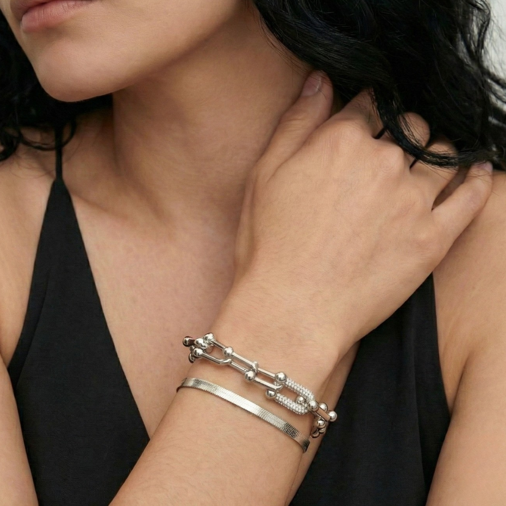 Damen Armband-Set mit Gliederdesign & Schlangenarmband in Goldoptik | Shopnory