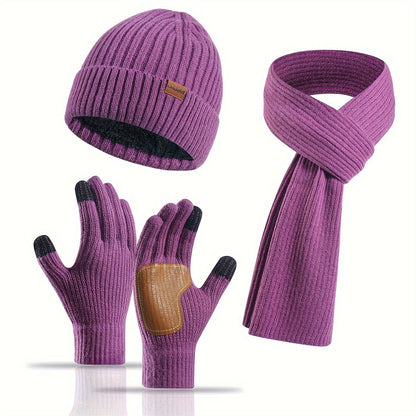 Avelena | Winter Komfort Set – Strickmütze, Schal und Handschuhe für Unisex