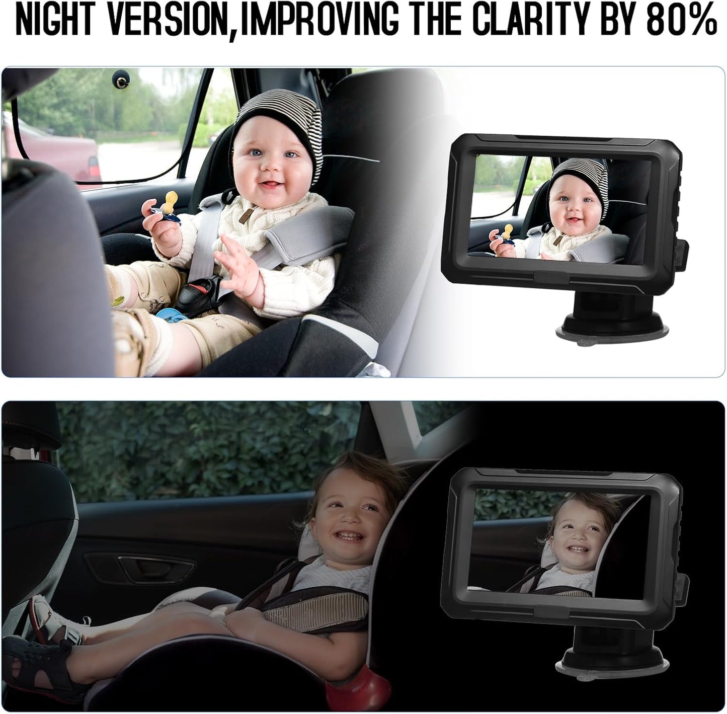 Avelena | Baby Auto Spiegel mit 1080P Kamera & 4,3'' Bildschirm – Solvian