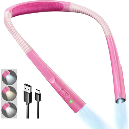 Avelena | LED Nackenleselampe, Buchlicht zum Lesen im Bett, 3 Farben, 6 Helligkeitsstufen, biegbarer Arm, wiederaufladbar, langlebig, perfekt zum Lesen, Stricken, Campen, Reparieren