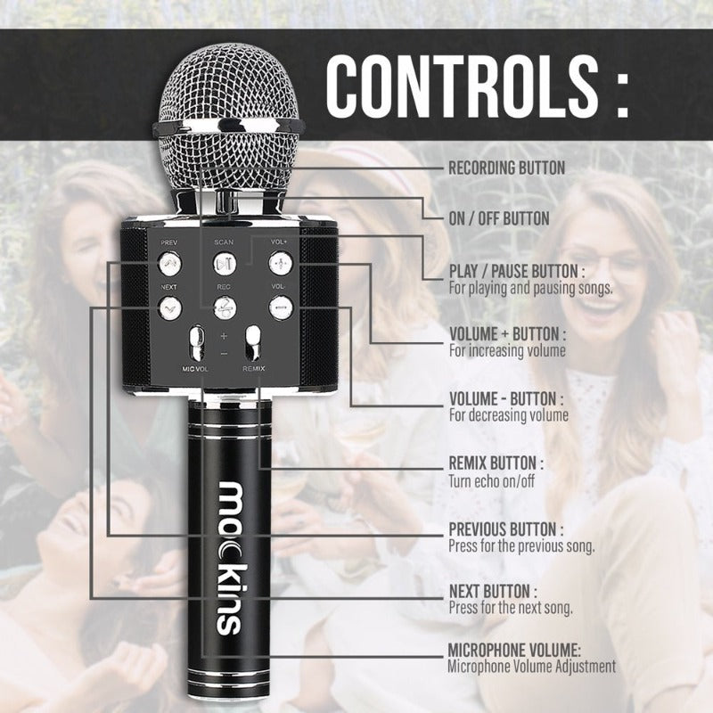 Avelena | Tragbares Karaoke-Mikrofon - Mikrofon mit integriertem Bluetooth-Lautsprecher - Kompatibel mit IOS- und Android-Geräten