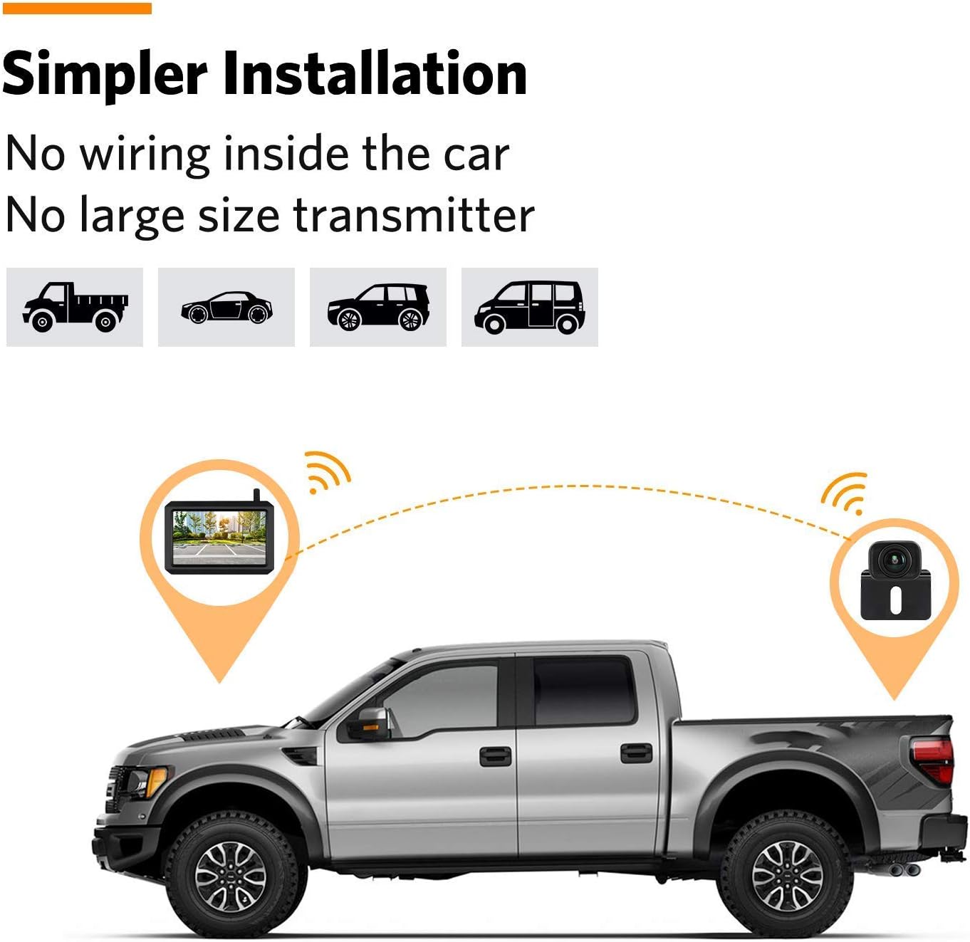 Avelena | Kabellose Rückfahrkamera mit 5" oder 7" Monitor – 20m Nachtsicht & wasserdichtes Rückfahrsystem für Auto, Van & Camper