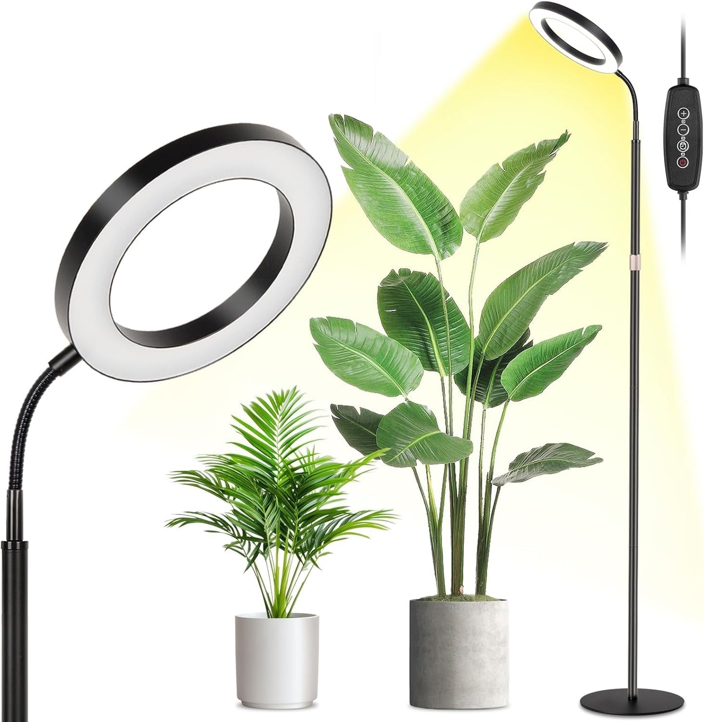 Avelena | Lbw Wachstumslicht für Zimmerpflanzen mit Stativ Vollspektrum, Stehlampe für Den Innenbereich, 108 Leds Stehende Pflanzenlampe, 4/8/12H Automatik Timer, 6 Helligkeitsstufen, Höhenverstellbar, 7.8 Durchmesser