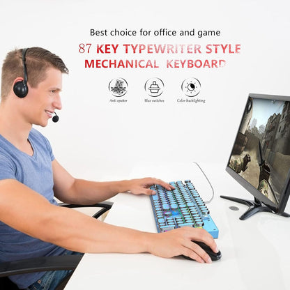 Avelena | 87-Tasten Mechanische Gaming-Tastatur RGB Hintergrundbeleuchtet Blaue Schalter