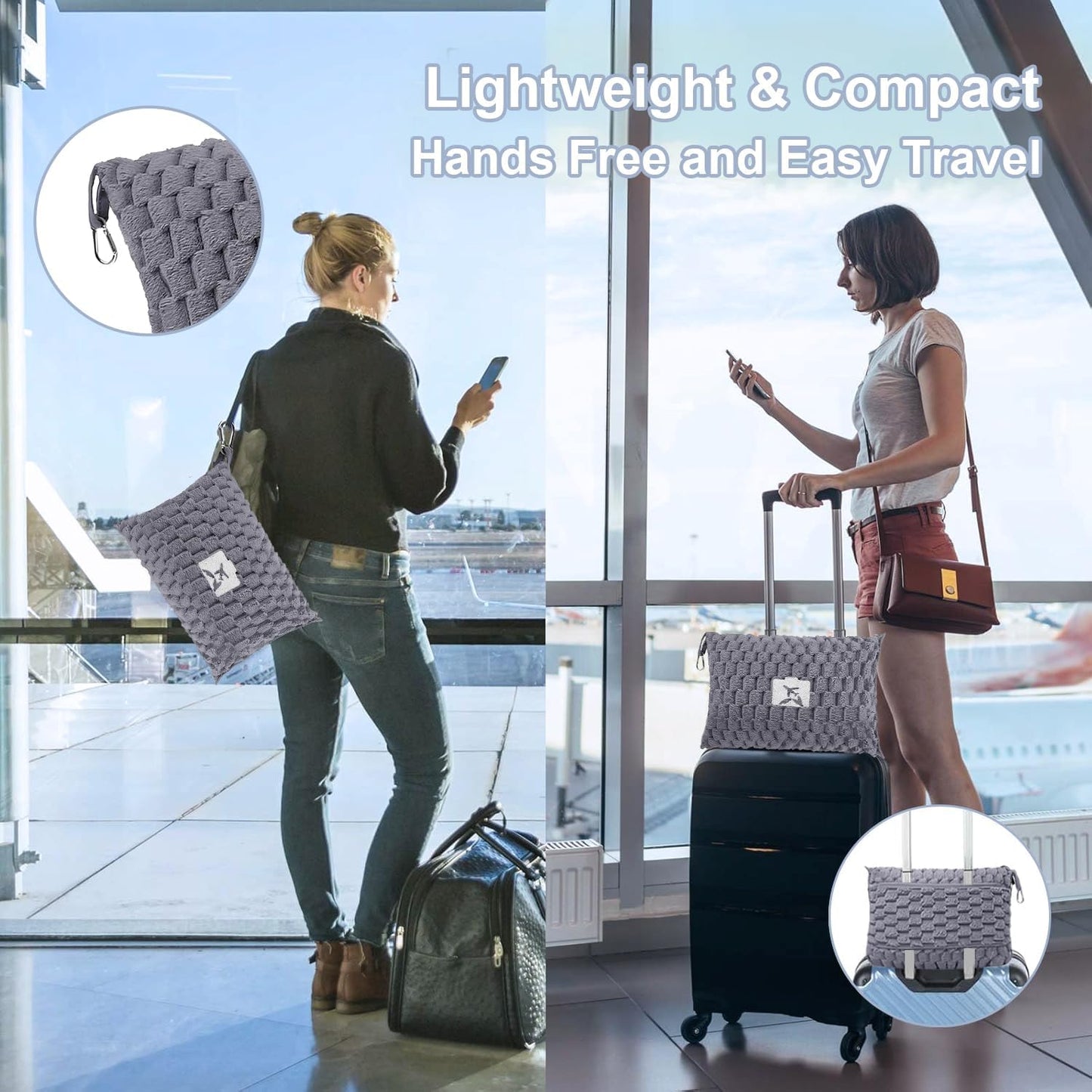 Avelena | Verpackbares Flanell-Reise-Decke mit Kissenbeutel und Gepäckschlauch – Trevora