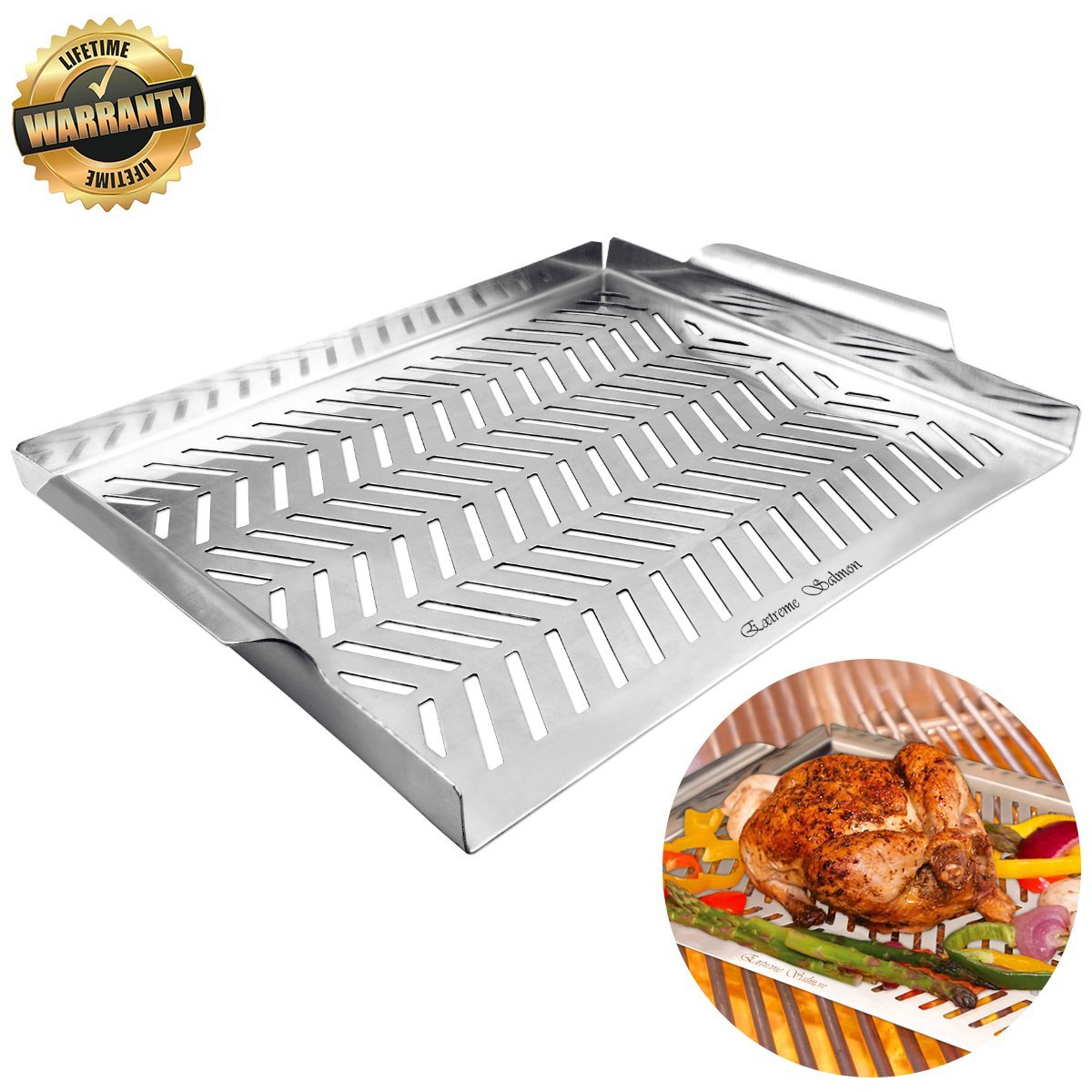 Avelena | Edelstahl Grill Toppplatte Pfanne