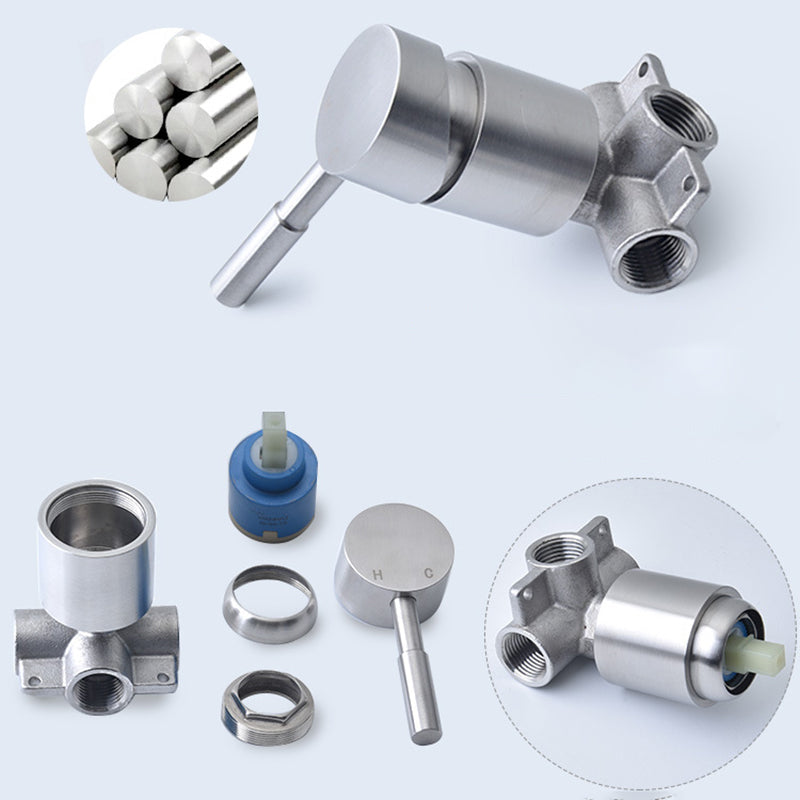 Avelena | Edelstahl Duschkombination Runder Festduschkopf mit Duscharm