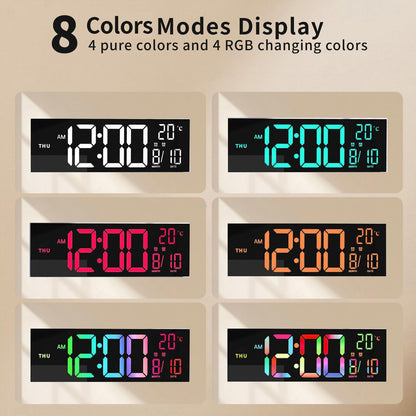 Avelena | 16-Zoll RGB Digital Wand- & Tischwecker mit Fernbedienung – Lumeris