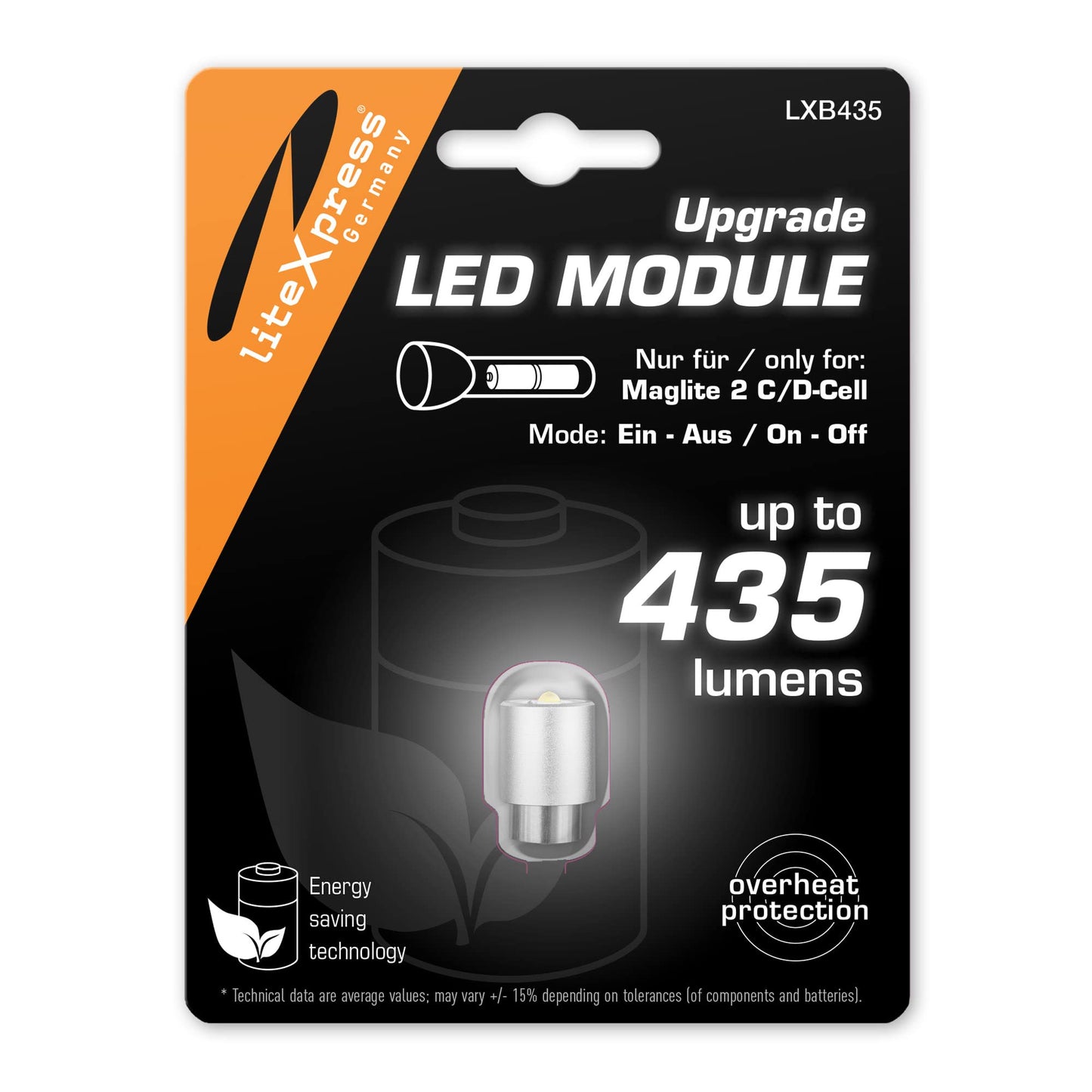 Avelena | Litexpress Led Upgrade-Modul Lxb435, 435 Lumen für Maglite S2D015/016, S2C015