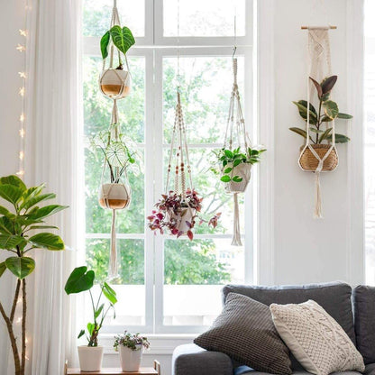 Avelena | 4-teiliges handgefertigtes Boho-Makramee-Pflanzenhänger-Set