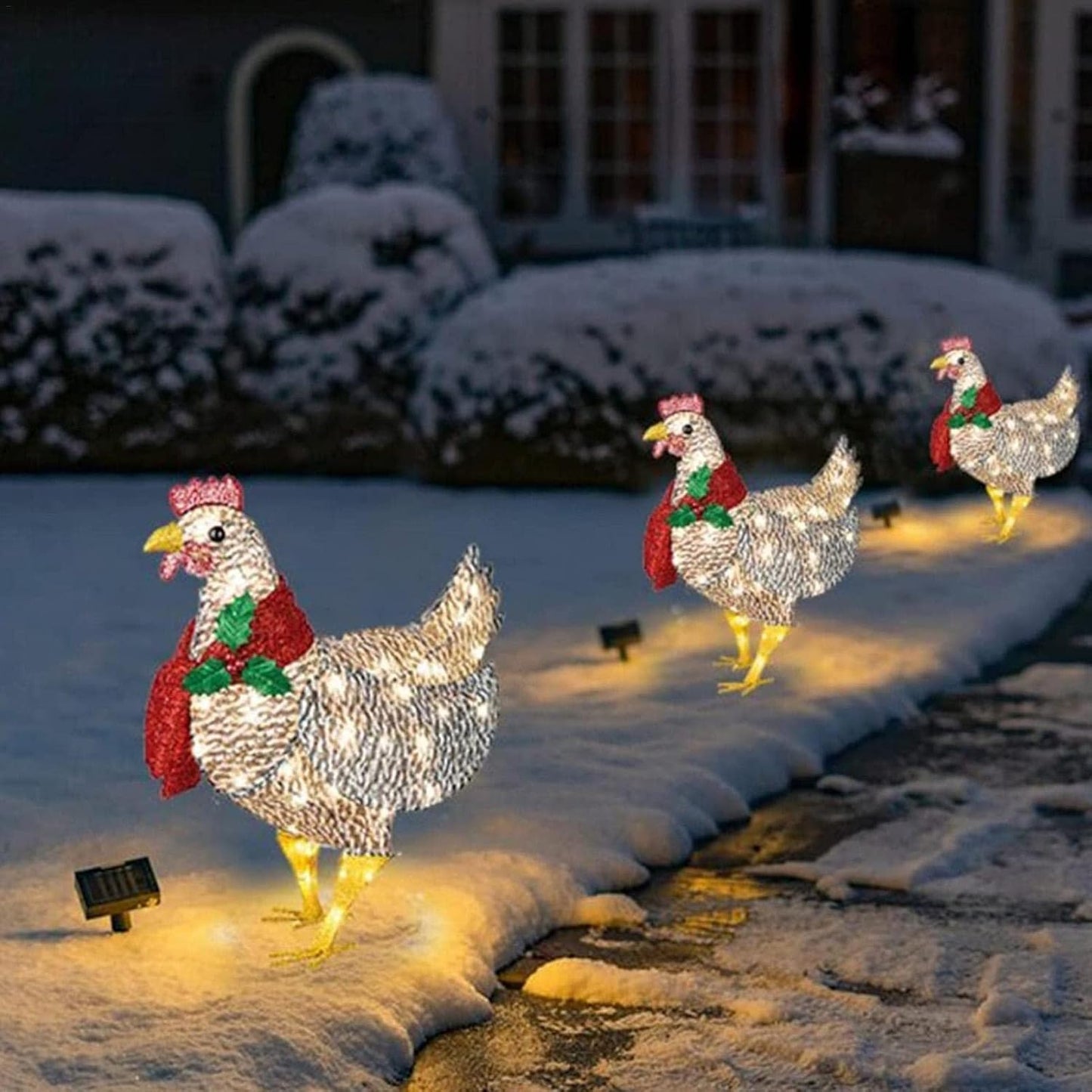 Avelena | WinterHen LED Huhn mit Schal – Leuchtende Weihnachtsdekoration für drinnen und draußen