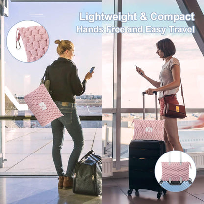 Avelena | Verpackbares Flanell-Reise-Decke mit Kissenbeutel und Gepäckschlauch – Trevora