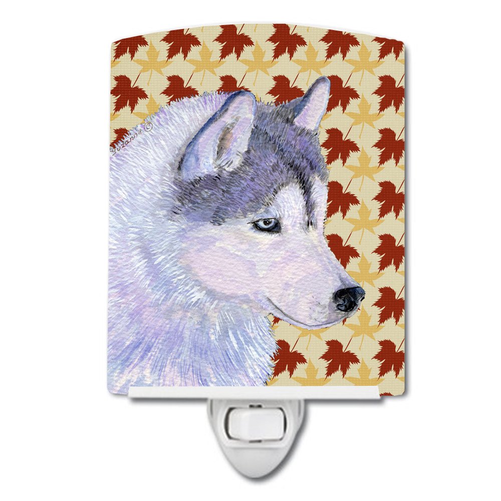 Avelena | Treasures Sibirischer Husky Keramik Nachtlampe, Herbstblätter, 6X4X3, Ul-Zertifiziert