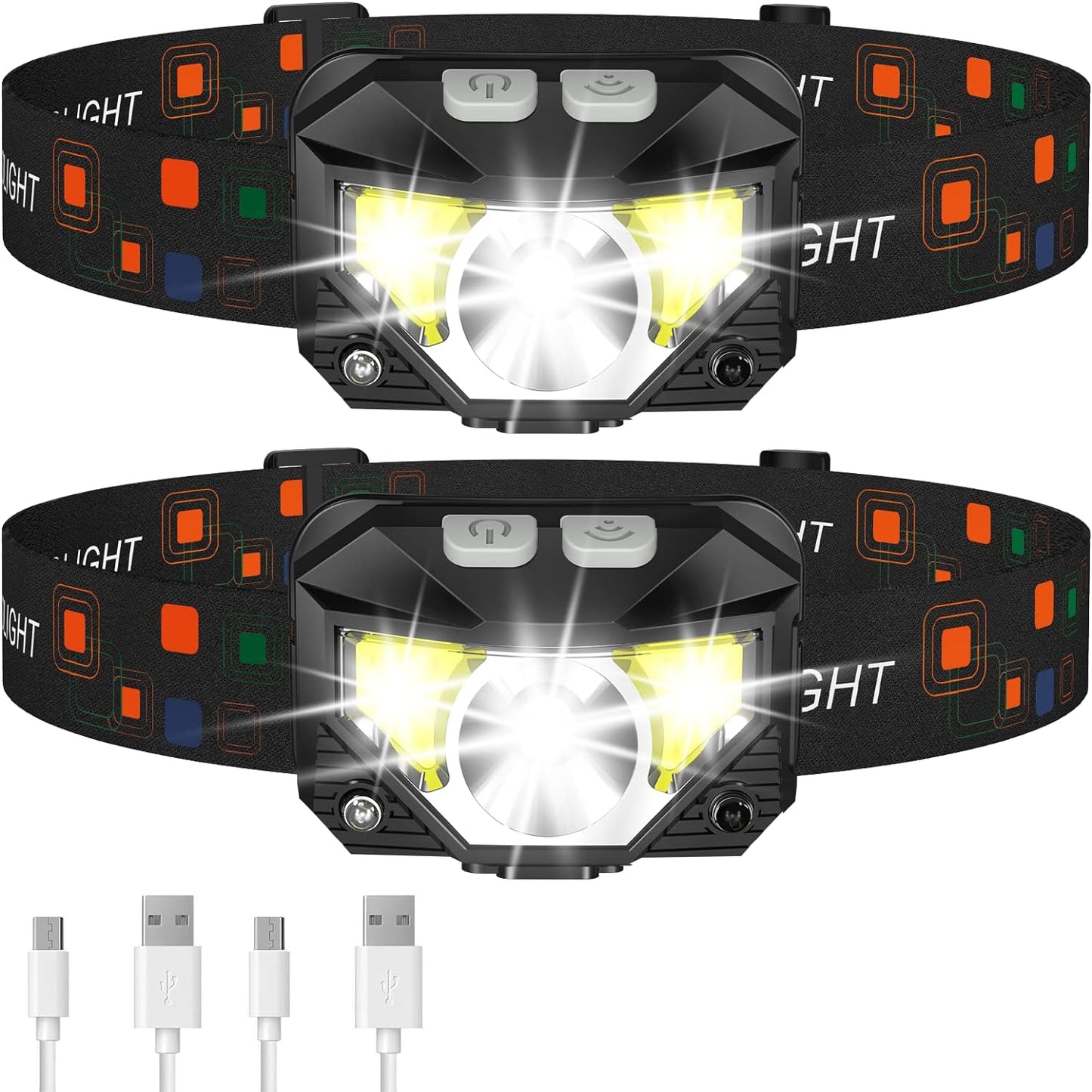 Avelena | 2-Pack Ultra-Hell Led Wiederaufladbare Stirnlampe Taschenlampe Wasserdicht Und Bewegungssensor